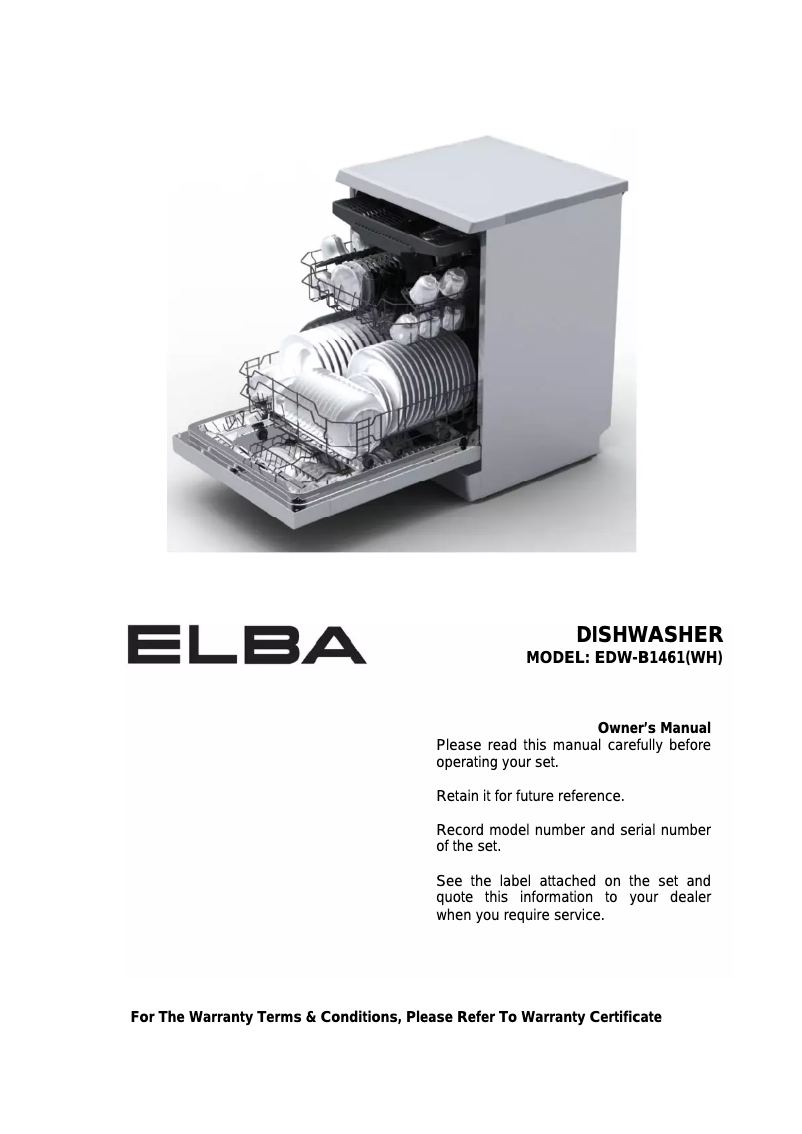 Page 1 de la notice Manuel utilisateur Elba EDW-B1461