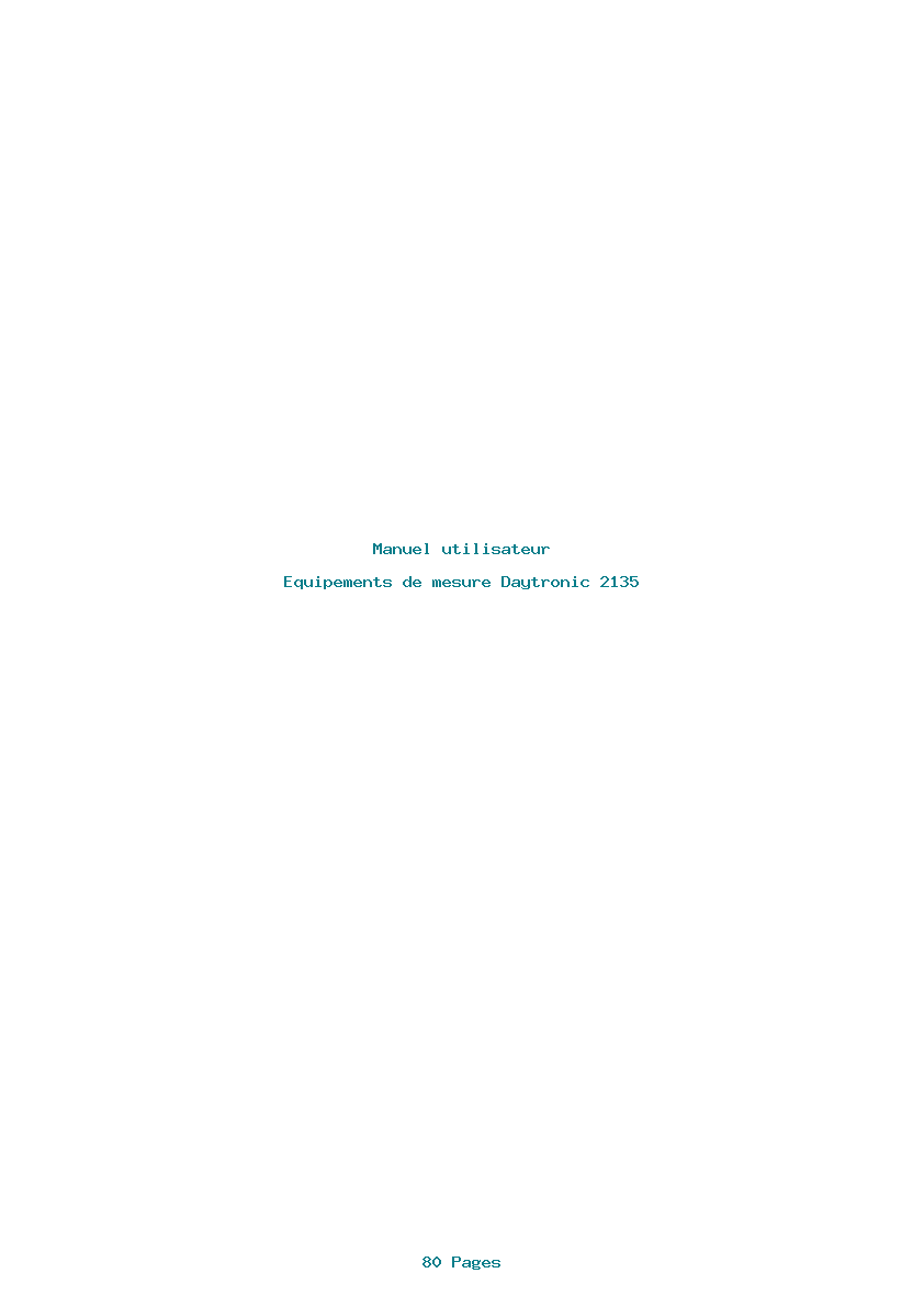 Page 1 de la notice Manuel utilisateur Daytronic 2135
