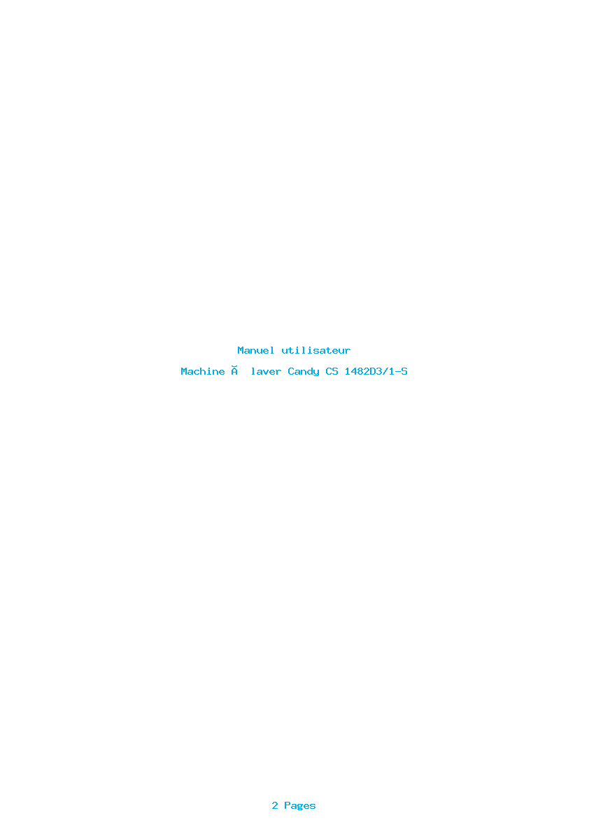 Page 1 de la notice Manuel utilisateur Candy CS 1482D3/1-S