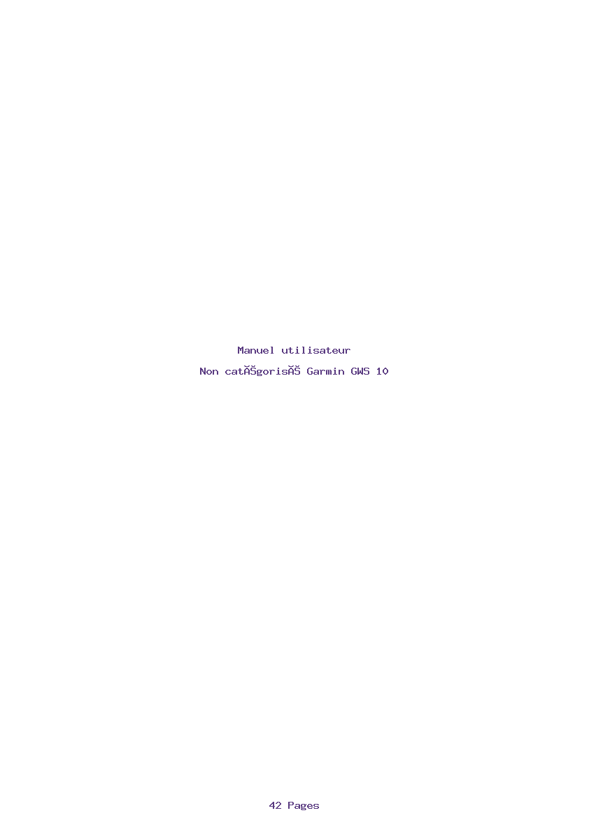 Page 1 de la notice Manuel utilisateur Garmin GWS 10