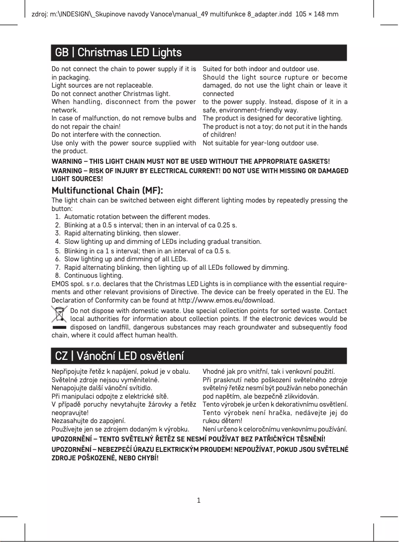 Page 1 de la notice Manuel utilisateur Emos D3CW01