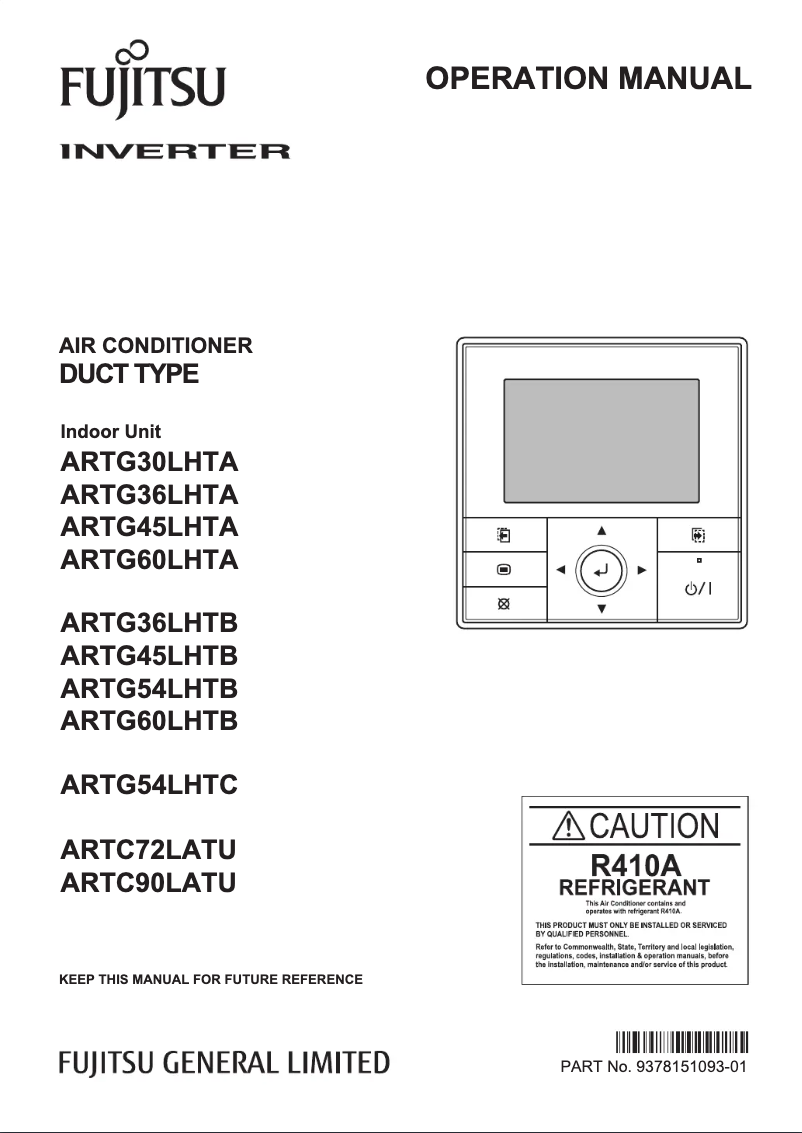 Page 1 of the manual User Manual Fujitsu ARTC90LATU