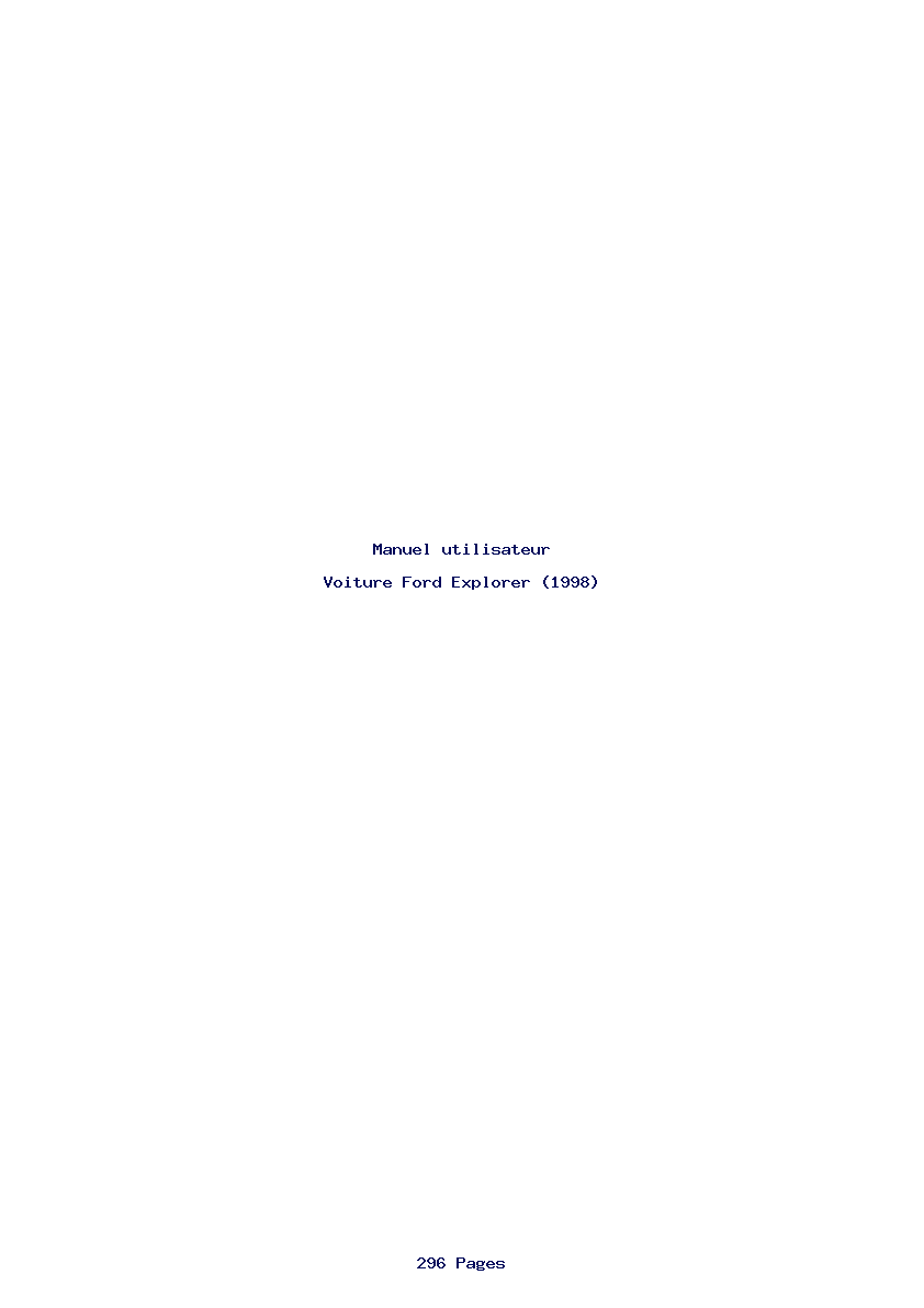 Page 1 de la notice Manuel utilisateur Ford Explorer (1998)