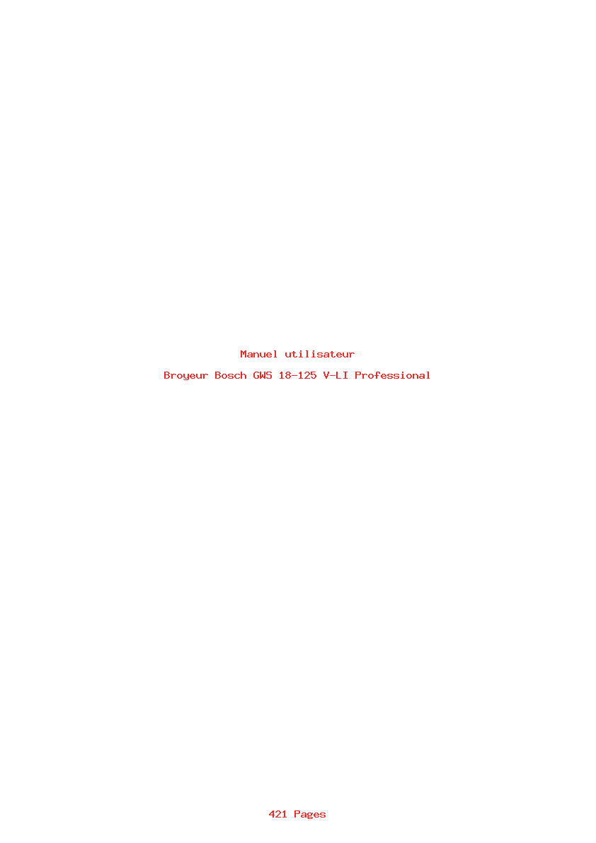 Page 1 de la notice Manuel utilisateur Bosch GWS 18-125 V-LI Professional