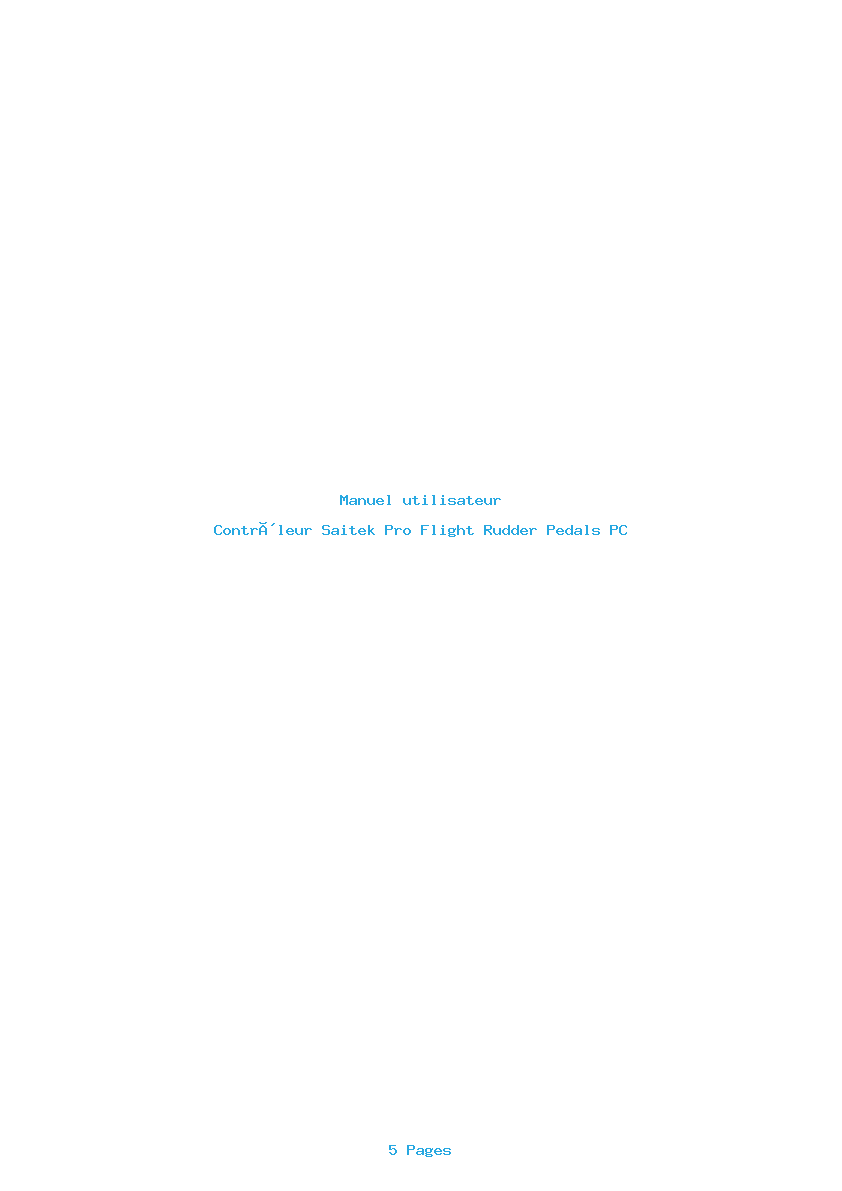 Page 1 de la notice Manuel utilisateur Saitek Pro Flight Rudder Pedals PC