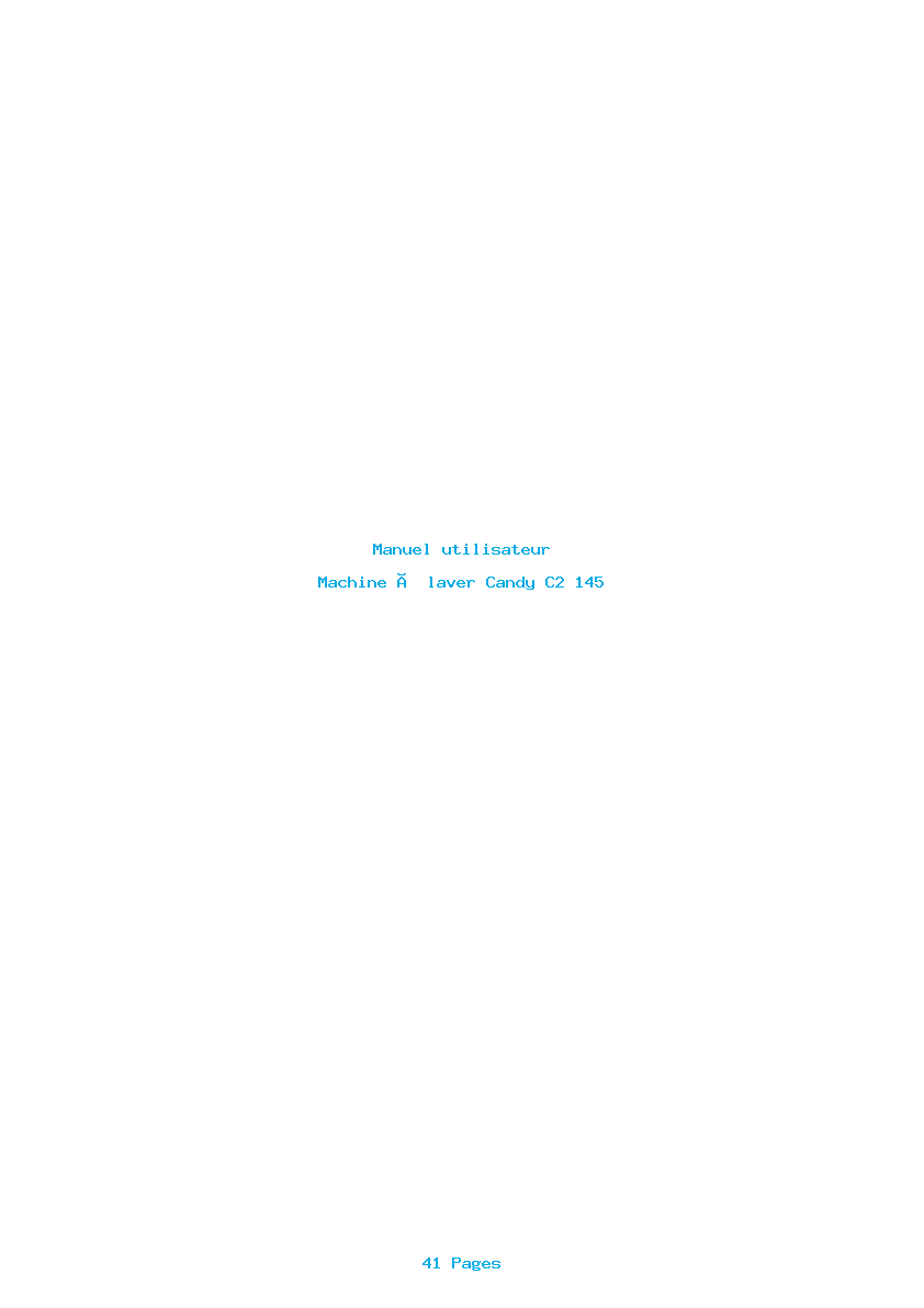 Page 1 de la notice Manuel utilisateur Candy C2 145
