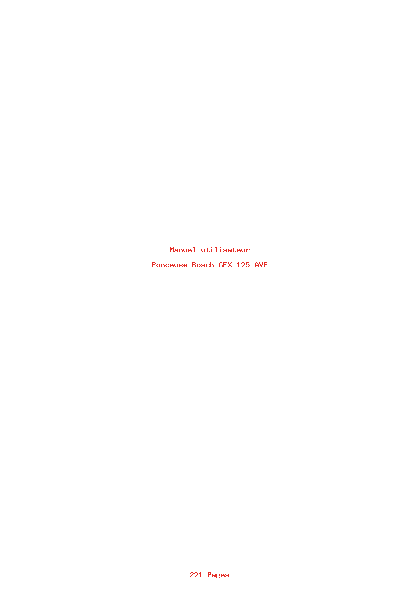 Page 1 de la notice Manuel utilisateur Bosch GEX 125 AVE