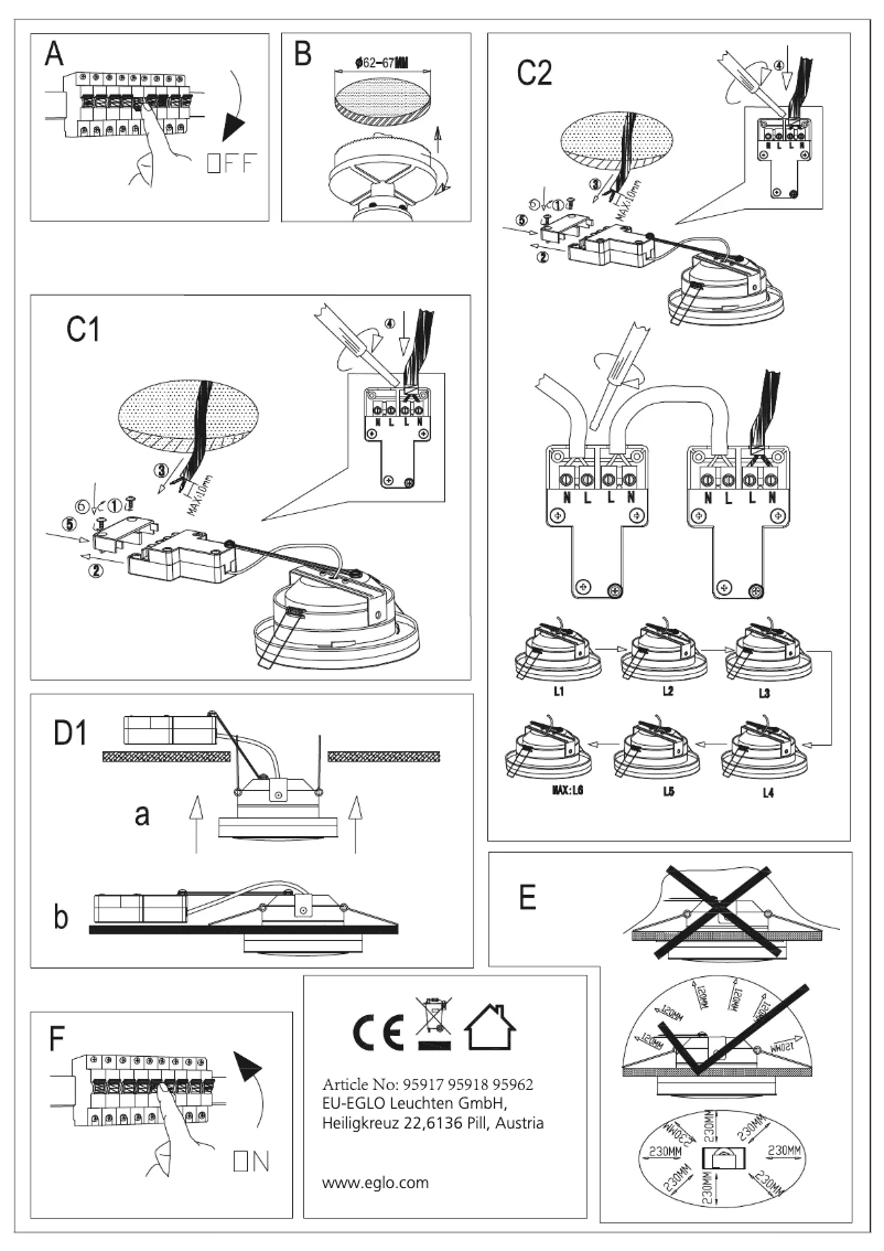 Page 1 de la notice Manuel utilisateur Eglo Pineda