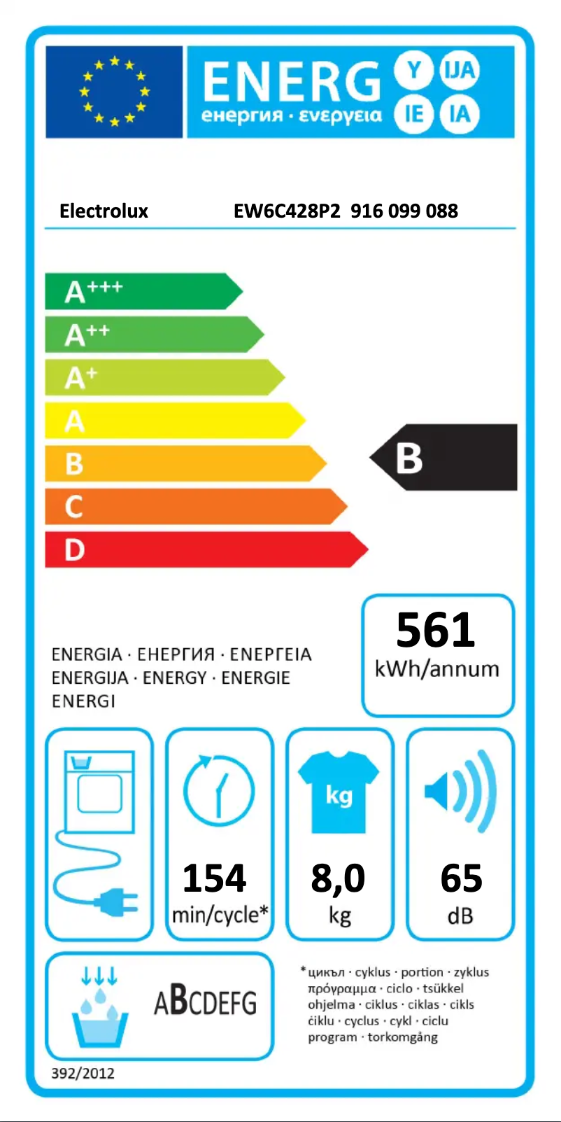 Página 1 del manual Etiqueta energética Electrolux EW6C428P2