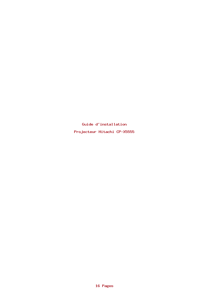 Page 1 de la notice Guide d'installation Hitachi CP-X5555