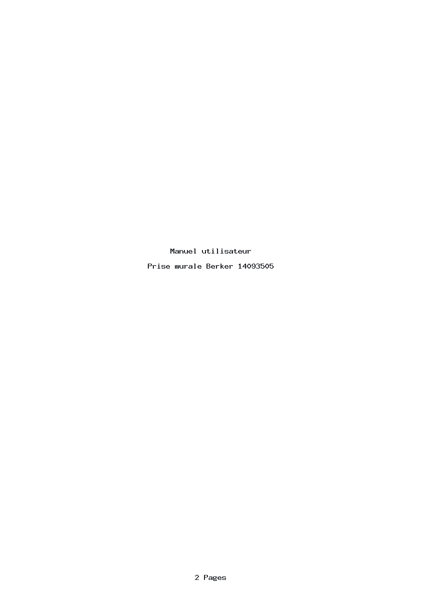 Page 1 de la notice Manuel utilisateur Berker 14093505