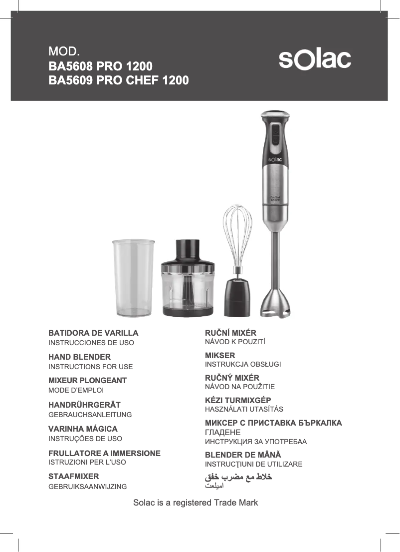 Page 1 de la notice Manuel utilisateur Solac Pro 1200 BA5608