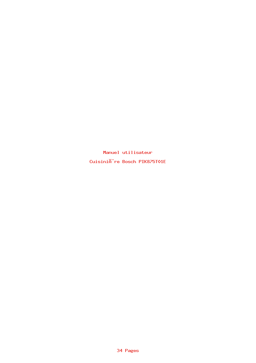 Page 1 de la notice Manuel utilisateur Bosch PIK875T01E