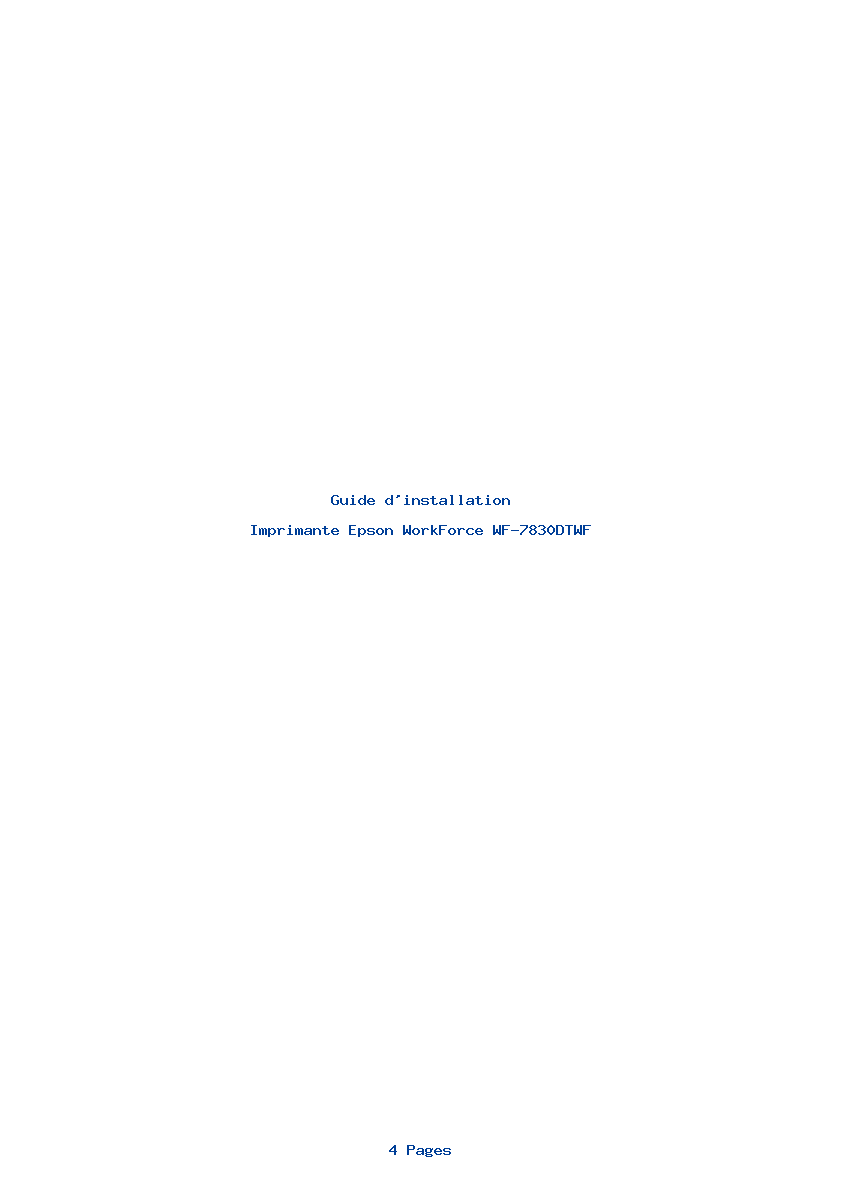 Page 1 de la notice Guide d'installation Epson WorkForce WF-7830DTWF