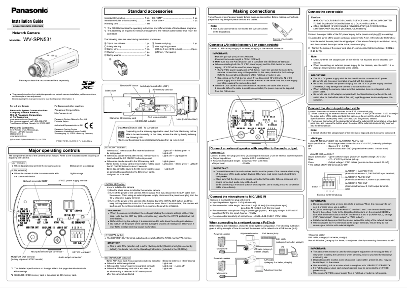 Página 1 del manual Manual de usuario Panasonic WV-SPN531