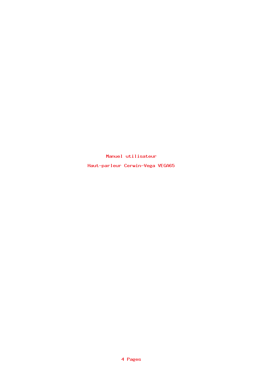 Page 1 de la notice Manuel utilisateur Cerwin-Vega VEGA65