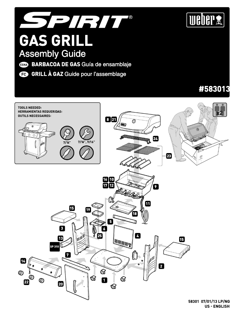 Page 1 de la notice Instructions / montage Weber Spirit E-310