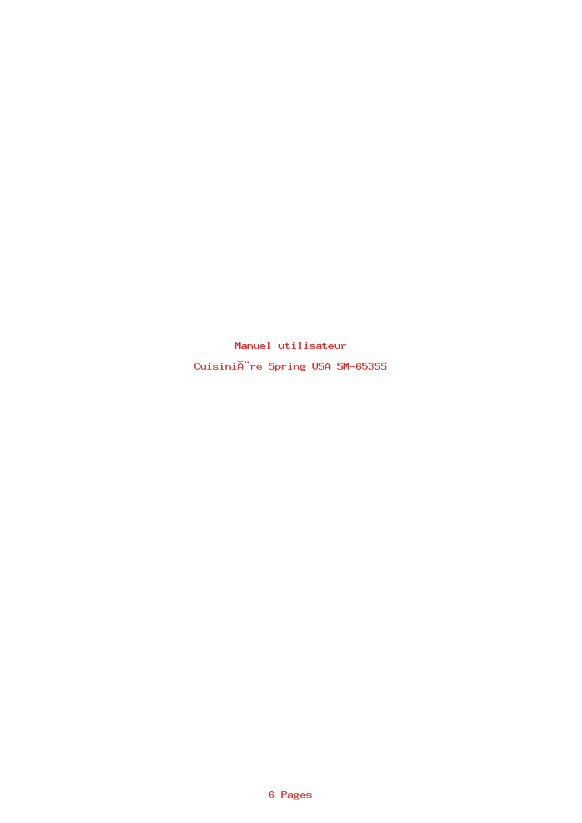 Page 1 de la notice Manuel utilisateur Spring USA SM-653SS