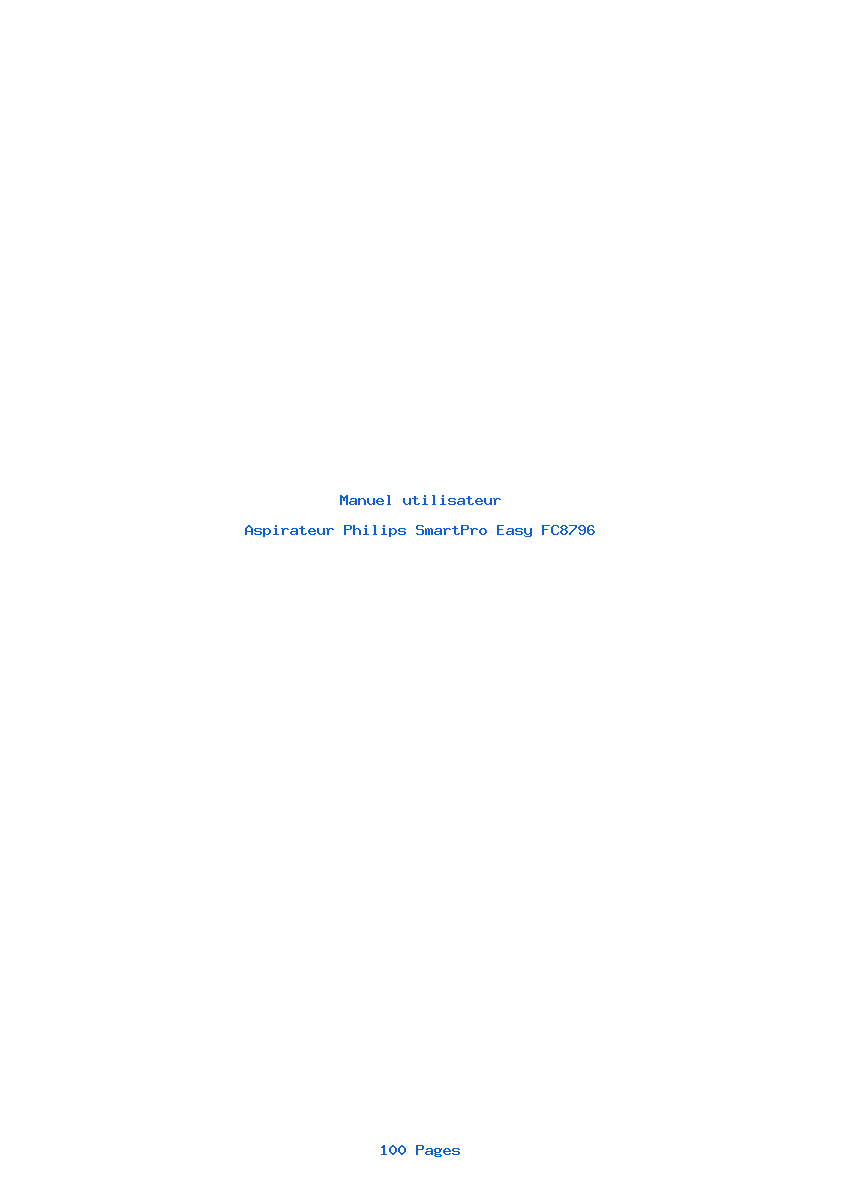Page 1 de la notice Manuel utilisateur Philips SmartPro Easy FC8796