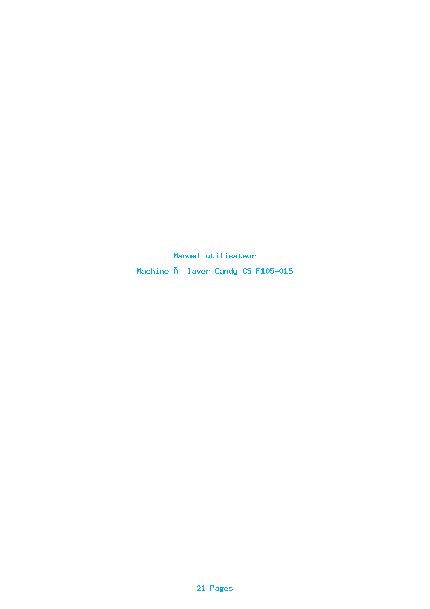 Page 1 de la notice Manuel utilisateur Candy CS F105-01S