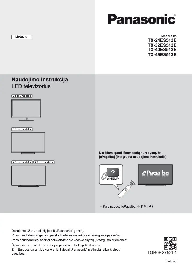 Page 1 de la notice Guide de démarrage rapide Panasonic TX-32ES513E