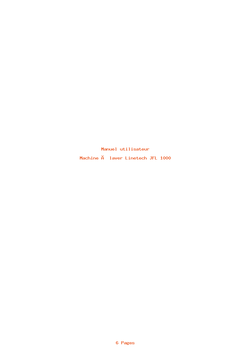 Page 1 de la notice Manuel utilisateur Linetech JFL 1000
