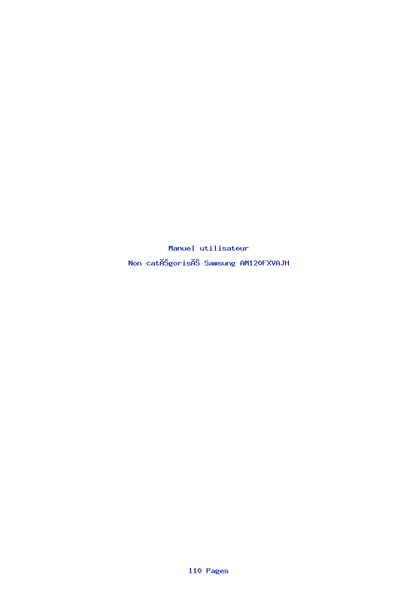 Page 1 de la notice Manuel utilisateur Samsung AM120FXVAJH