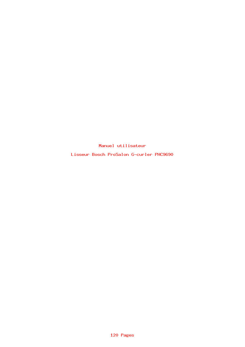 Page 1 de la notice Manuel utilisateur Bosch ProSalon G-curler PHC9690