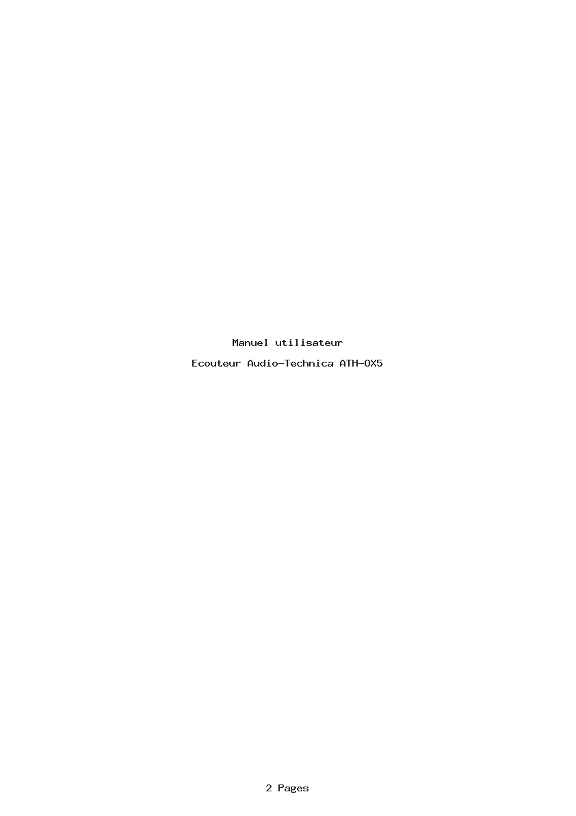 Page 1 de la notice Manuel utilisateur Audio-Technica ATH-OX5