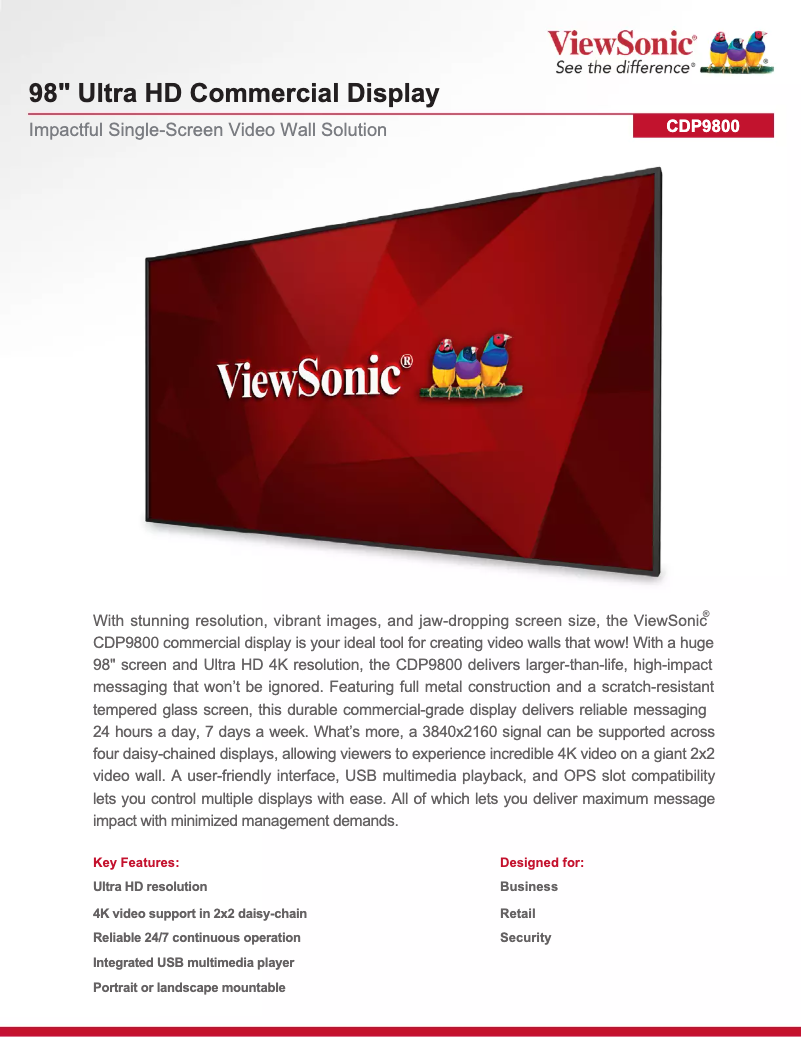 Página 1 del manual Folleto Viewsonic CDP9800