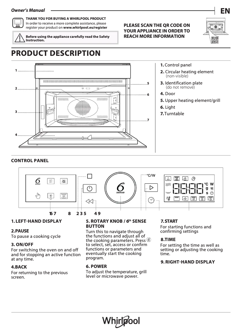 Página 1 del manual Manual de uso y mantenimiento Whirlpool WMW47HMX
