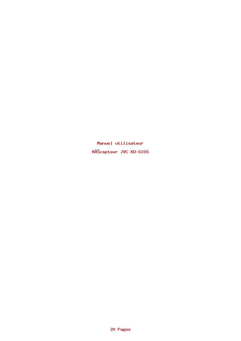 Page 1 de la notice Manuel utilisateur JVC KD-X155