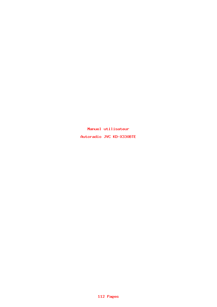 Page 1 de la notice Manuel utilisateur JVC KD-X330BTE