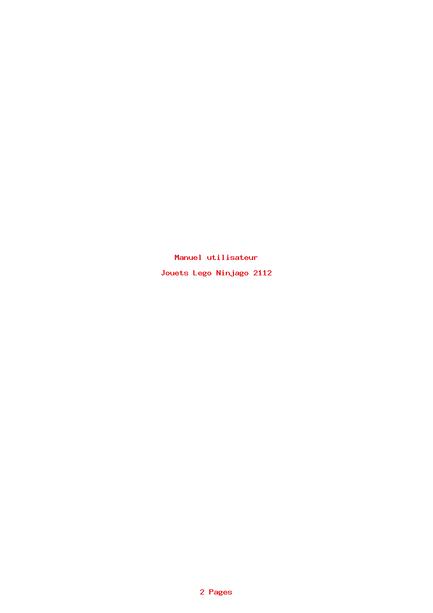Page 1 de la notice Manuel utilisateur Lego Ninjago 2112