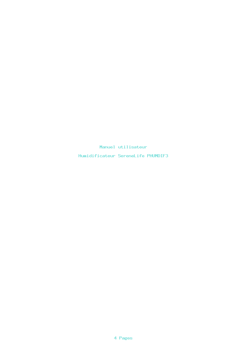 Page 1 de la notice Manuel utilisateur SereneLife PHUMDIF3