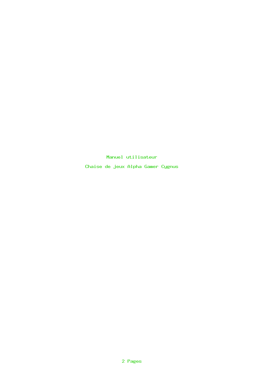 Page 1 de la notice Manuel utilisateur Alpha Gamer Cygnus