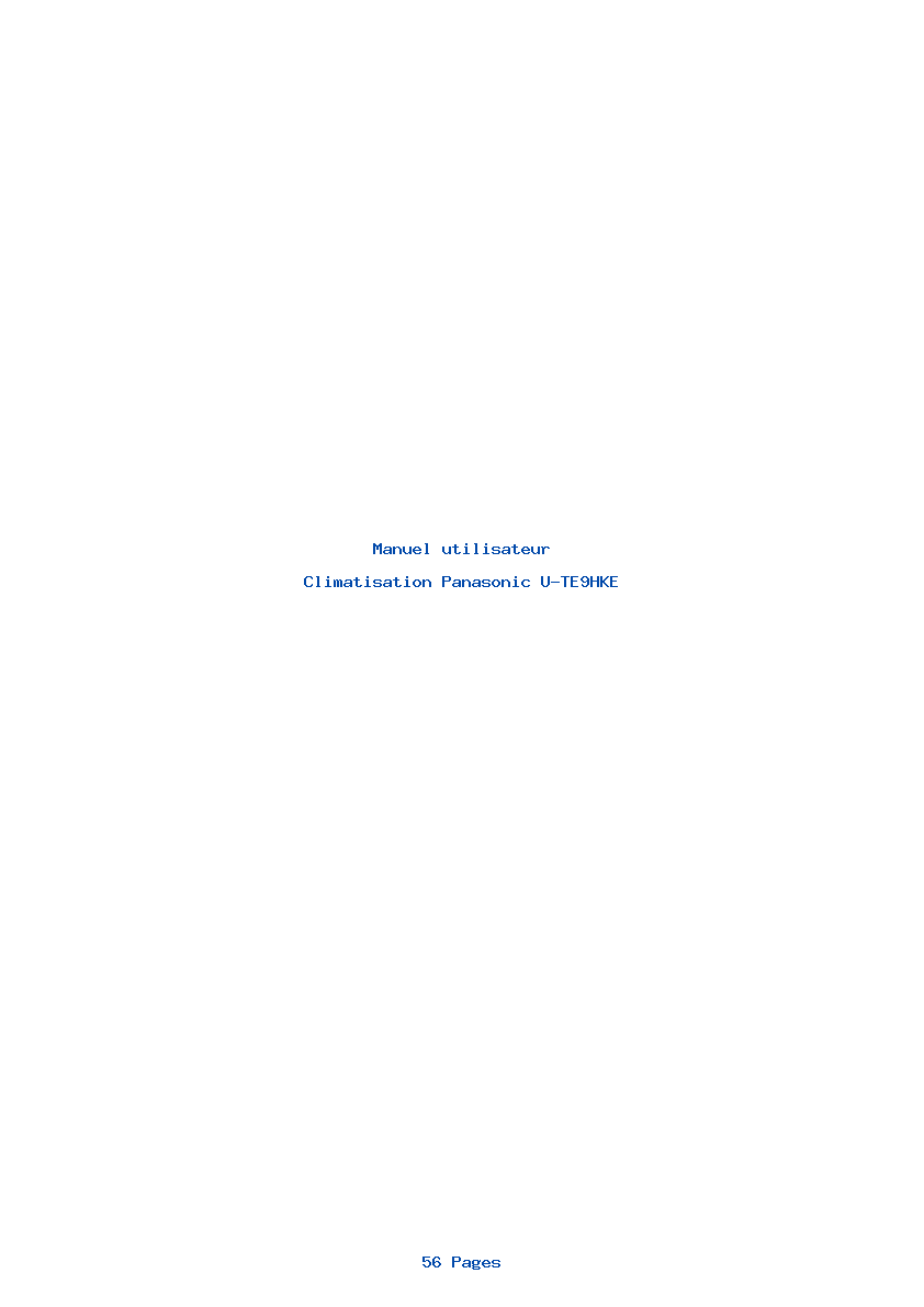 Page 1 de la notice Manuel utilisateur Panasonic U-TE9HKE