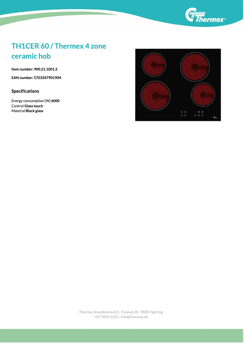 Page 1 de la notice Fiche technique Thermex TH1CER 60