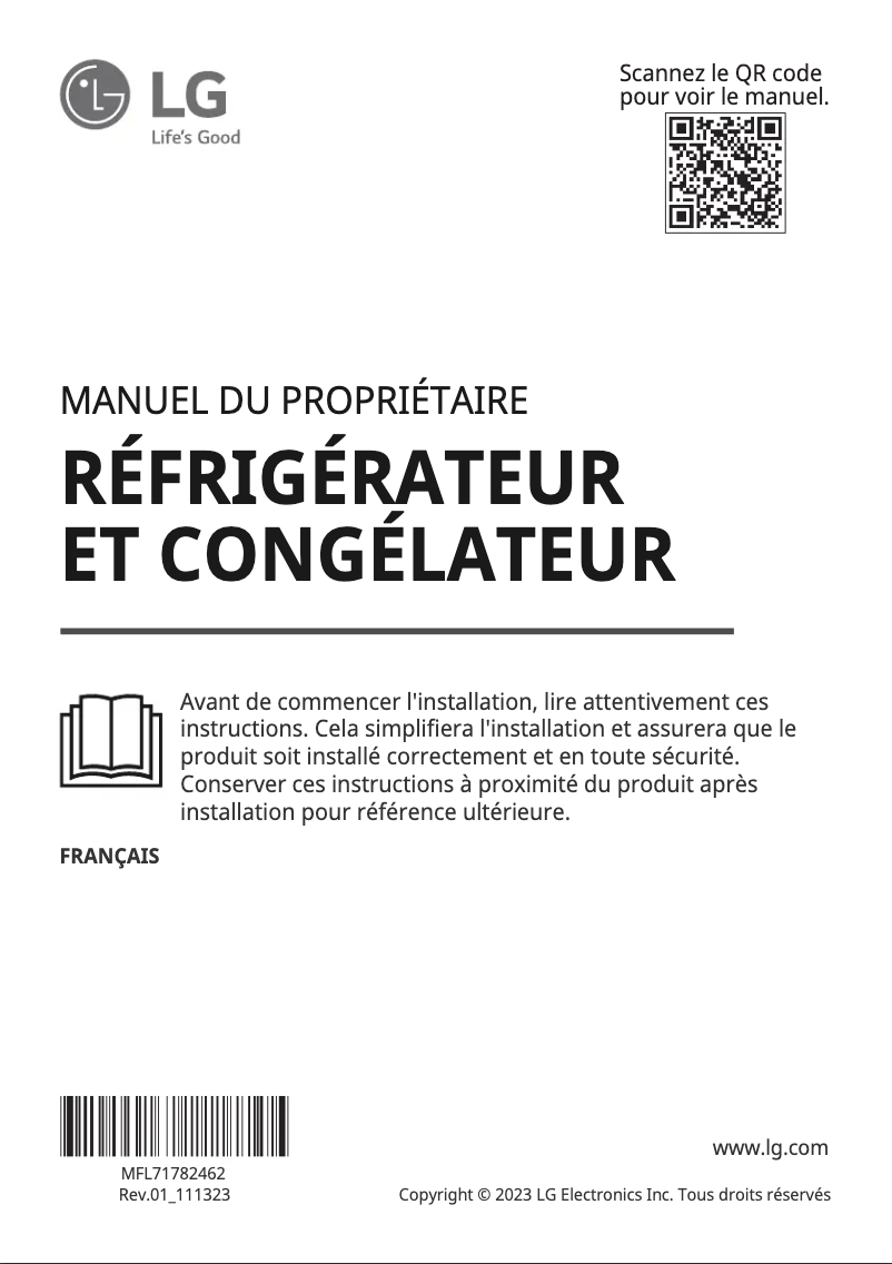 Page 1 de la notice Manuel utilisateur LG GMG960EVEE
