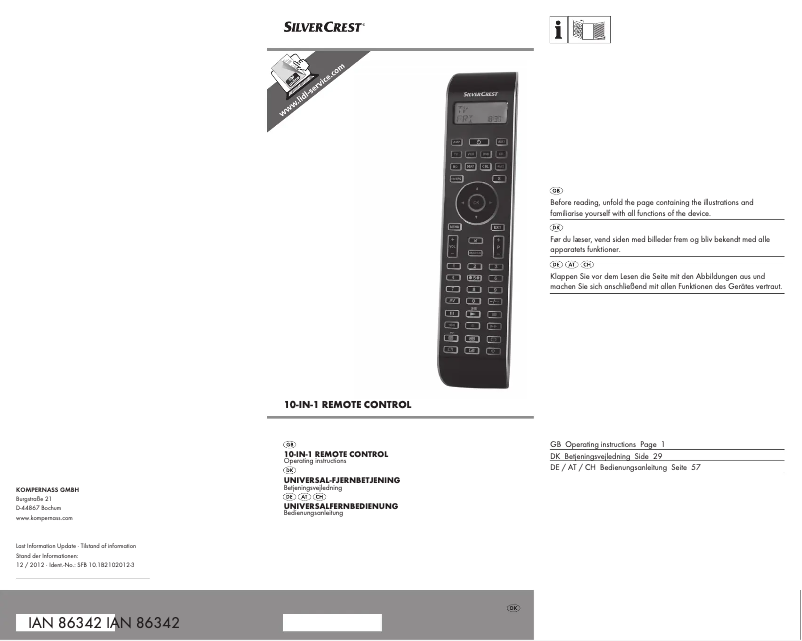 Page 1 de la notice Manuel utilisateur SilverCrest IAN 86342
