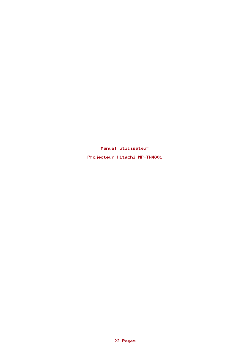 Page 1 de la notice Manuel utilisateur Hitachi MP-TW4001