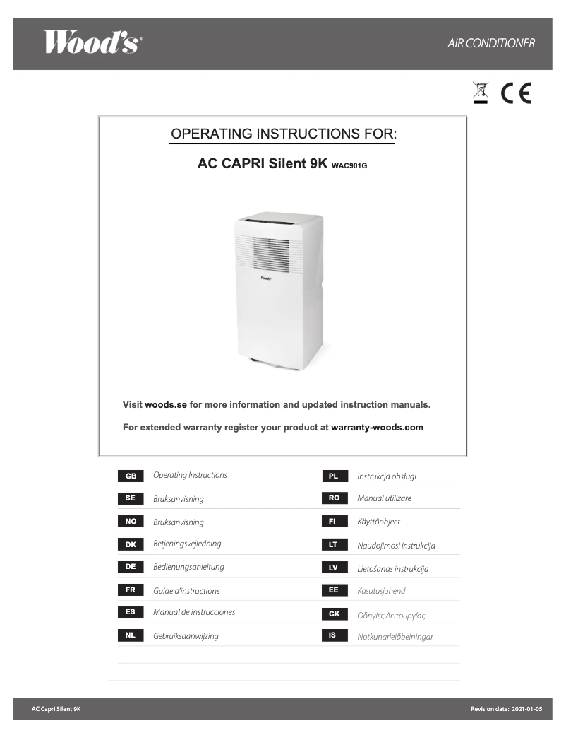 Página 1 del manual Manual de usuario Wood's Capri Silent 9K