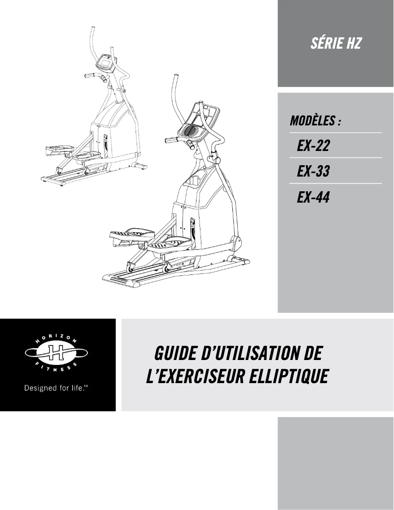 Page 1 de la notice Manuel utilisateur Horizon Fitness EX-33