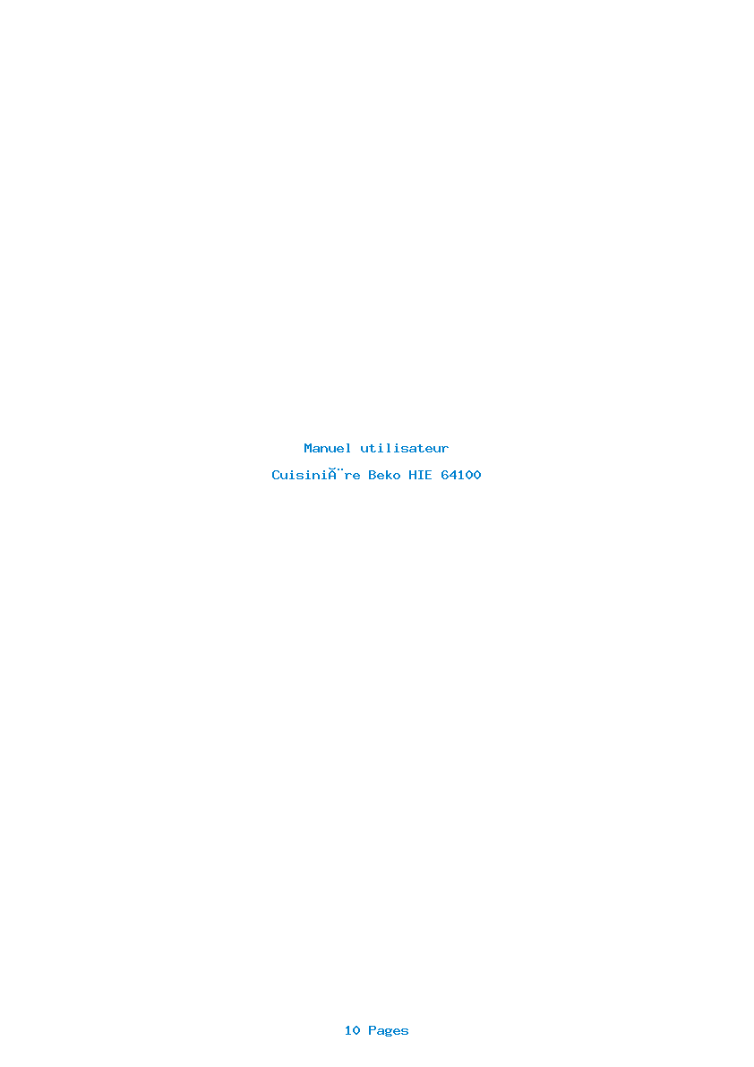 Page 1 de la notice Manuel utilisateur Beko HIE 64100