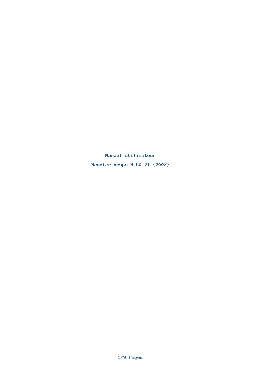 Page 1 de la notice Manuel utilisateur Vespa S 50 2T (2007)