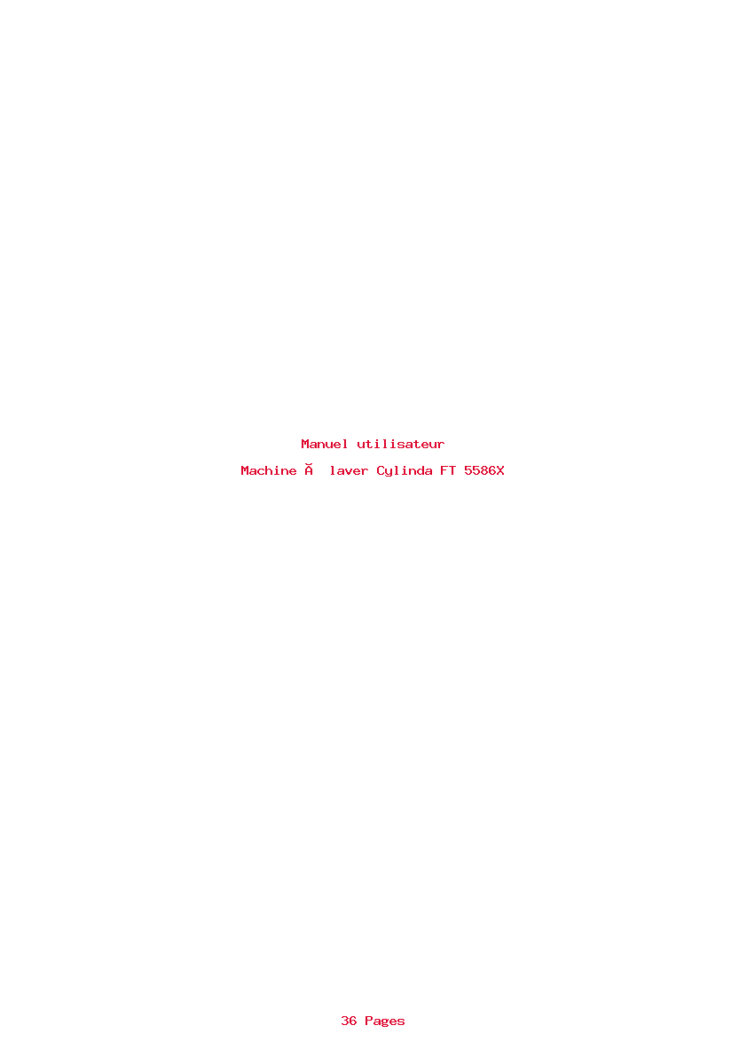 Page 1 de la notice Manuel utilisateur Cylinda FT 5586X