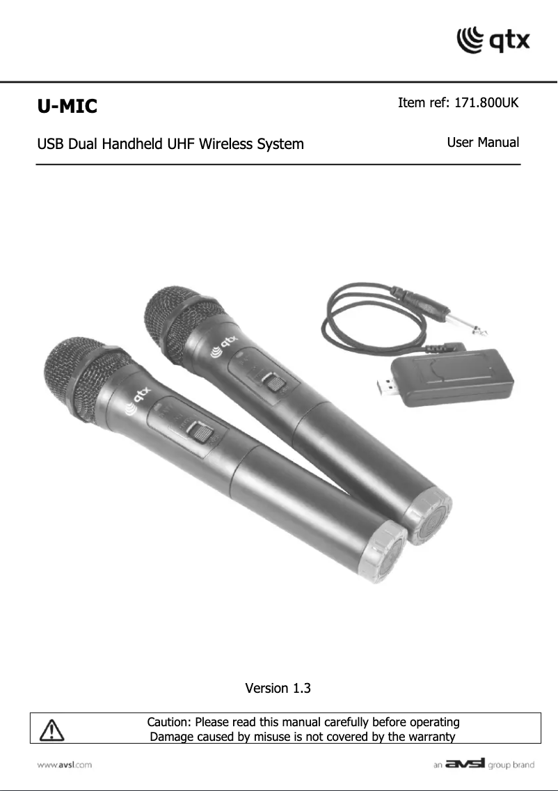 Page 1 de la notice Manuel utilisateur Qtx U-MIC-863.2+864.8