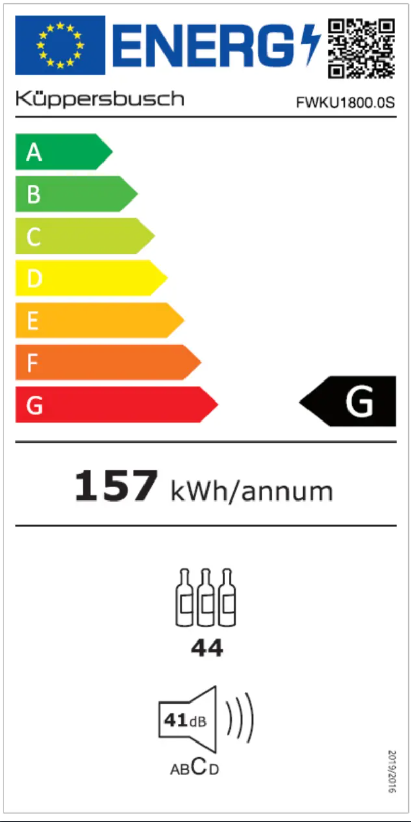 Page 1 de la notice Label énergétique Küppersbusch FWKU1800.0S