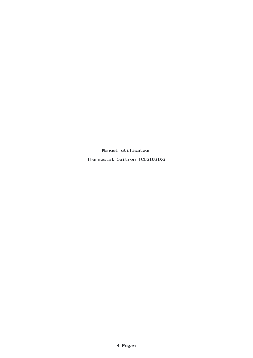 Page 1 de la notice Manuel utilisateur Seitron TCEGIOBI03