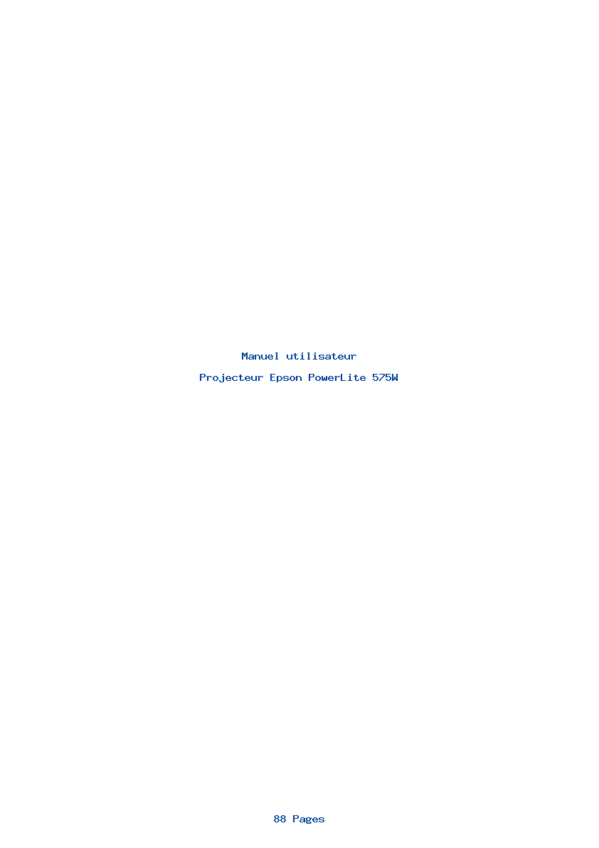 Page 1 de la notice Manuel utilisateur Epson PowerLite 575W